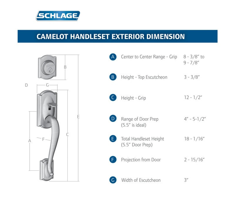 Schlage F93CAM716BRW Aged Bronze Camelot Dummy Handleset with Broadway Lever